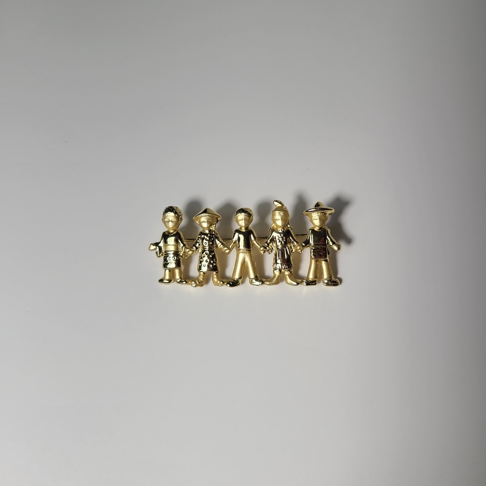 AJC Children of the World Brooch Vintage